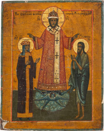 A RARE ICON SHOWING THE KATAPETASMA (CURTAIN FOR ROYAL DOORS) OF HILANDAR MONASTERY - photo 1