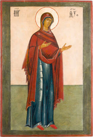 A MONUMENTAL ICON SHOWING THE MOTHER OF GOD FROM A DEISIS FROM A CHURCH ICONOSTASIS - photo 1
