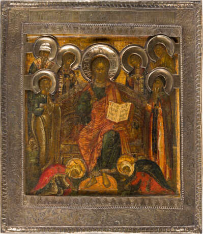 AN ICON SHOWING AN EXTENDED DEISIS WITH A SILVER-GILT BASMA - photo 1