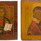 TWO ICONS: CHRIST PANTOKRATOR AND THE VLADIMIRSKAYA MOTHER OF GOD - photo 1