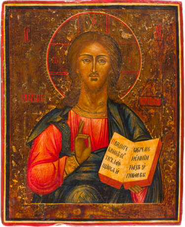 THREE LARGE PANELS FORMING A DEISIS: CHRIST PANTOKRATOR FLANKED BY THE MOTHER OF GOD AND - фото 3