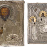 TWO ICONS WITH OKLAD: DEISIS AND ST. NICHOLAS OF MYRA - photo 1