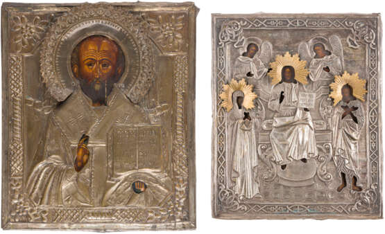 TWO ICONS WITH OKLAD: DEISIS AND ST. NICHOLAS OF MYRA - photo 1