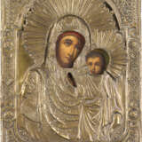 TWO SMALL ICONS WITH OKLAD: THE MOTHER OF GOD KAZAN AND CHRIST PANTOKRATOR - фото 2