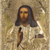 TWO SMALL ICONS WITH OKLAD: THE MOTHER OF GOD KAZAN AND CHRIST PANTOKRATOR - фото 3