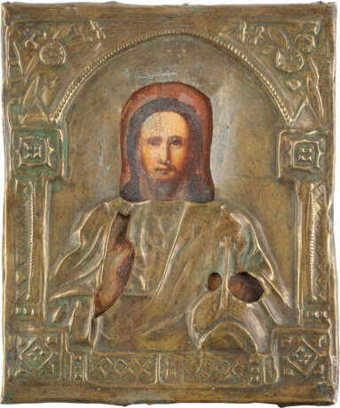 DREI KLEINE IKONEN MIT OKLAD: CHRISTUS PANTOKRATOR, DREIHÄNDIGE GOTTESMUTTER UND HEILIGER NIKOLAUS V - Foto 2
