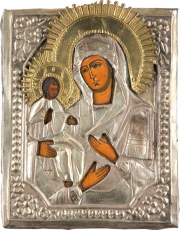 DREI KLEINE IKONEN MIT OKLAD: CHRISTUS PANTOKRATOR, DREIHÄNDIGE GOTTESMUTTER UND HEILIGER NIKOLAUS V - Foto 3