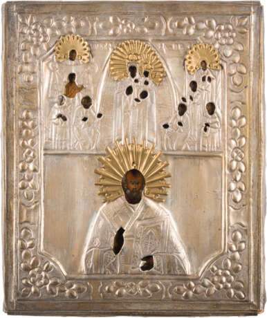 THREE ICONS WITH OKLAD SHOWING CHRIST PANTOKRATOR, THE TIKHVINSKAYA MOTHER OF GOD AND A - фото 4