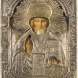 THREE ICONS WITH OKLAD SHOWING CHRIST PANTOKRATOR, THE KAZANSKAYA MOTHER OF GOD AND ST. - photo 4