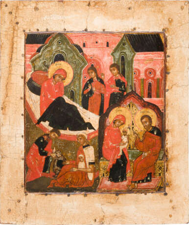 A FINE ICON SHOWING THE NATIVITY OF THE MOTHER OF GOD - photo 1