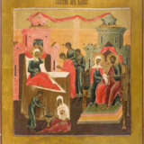 A LARGE ICON SHOWING THE NATIVITY OF THE MOTHER OF GOD FROM A CHURCH ICONOSTASIS - photo 1