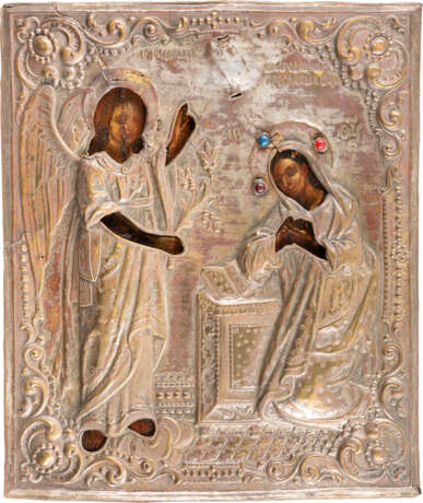 A LARGE ICON SHOWING THE ANNUNCIATION OF THE MOTHER OF GOD WITH OKLAD - фото 1