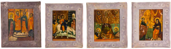 TWELVE SMALL ICONS SHOWING MAJOR FEASTS WITH BASMA - фото 3