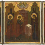 A LARGE TRIPTYCH SHOWING THE NATIVITY OF THE MOTHER OF GOD, THE ANNUNCIATION AND THE ENTRY - photo 1