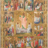 A VERY LARGE ICON SHOWING THE RESURRECTION WITH TWELVE MAJOR FEASTS - photo 1