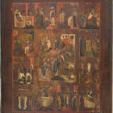 A VERY LARGE ICON SHOWING THE RESURRECTION OF CHRIST AND THE DESCENT INTO HELL SURROUNDED - photo 1