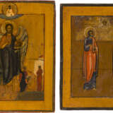 TWO ICONS SHOWING ST. JOHN THE FORERUNNER WITH SCENES FROM HIS LIFE AND THE APOSTLES PETER - photo 1