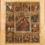 A LARGE ICON SHOWING THE RESURRECTION OF CHRIST AND THE DESCENT INTO HELL SURROUNDED BY - фото 1
