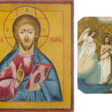 A DOUBLE-SIDED ICON SHOWING THE BAPTISM OF CHRIST AND THE KAZANSKAYA MOTHER OF GOD AND - фото 1