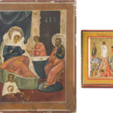 TWO ICONS: A MINIATURE ICON SHOWING THE TRANSFIGURATION OF CHRIST AND THE NATIVITY OF THE - photo 1