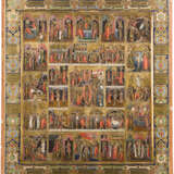 A FINE ICON SHOWING THE ANASTASIS WITH THE PASSION CYCLE AND THE MAIN ECCLECIASTICAL - photo 1