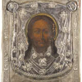 A MONUMENTAL ICON SHOWING THE MANDYLION WITH A SILVER AND METAL OKLAD - photo 1