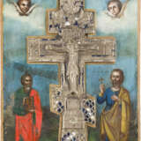 A SMALL STAUROTHEK ICON SHOWING TWO SELECTED SAINTS - фото 1