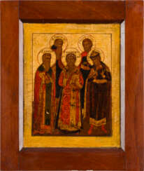 FEINES DOPPELSEITIGES TABLETKA MIT DEM KONZIL VON NICAEA UND FÜNF AUSGEWÄHLTEN HEILIGEN