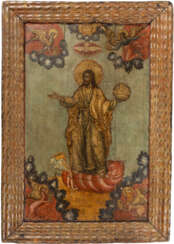 A LARGE AND RARE ICON SHOWING CHRIST TRIUMPHING OVER DEATH