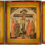 A SMALL TRIPTYCH SHOWING THE CRUCIFIXION OF CHRIST, THE ANNUNCIATION AND THE POKROV - photo 1