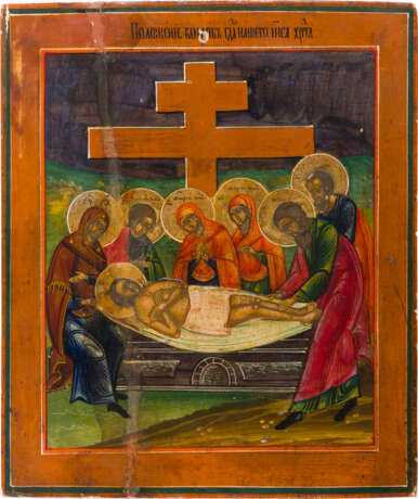 ZWEI IKONEN: GRABLEGUNG CHRISTI UND VIERFELDER-IKONE - Foto 3