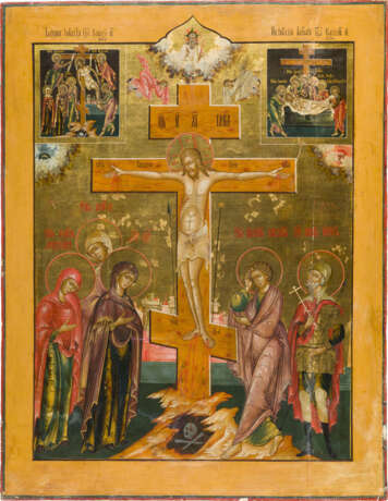 A MONUMENTAL AND FINE ICON SHOWING THE CRUCIFIXION OF CHRIST, THE DEPOSITION AND THE - фото 1