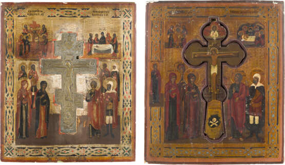 TWO STAUROTHEK ICONS SHOWING THE CRUCIFIXION OF CHRIST - photo 1
