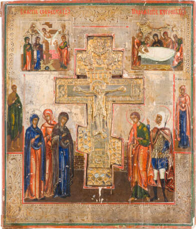 TWO ICONS: A STAUROTHEK ICON SHOWING THE CRUCIFIXION AND THE DEISIS - фото 3