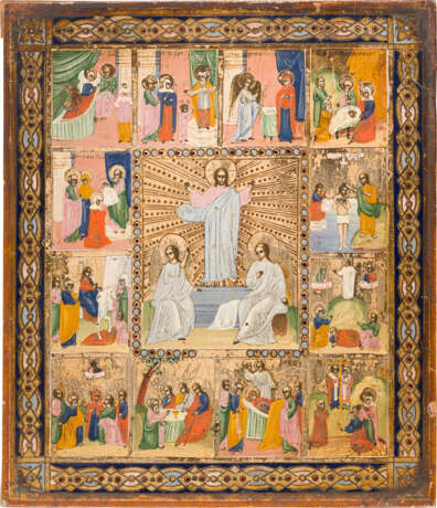 AN ICON SHOWING THE RESURRECTION OF CHRIST SURROUNDED BY TWELVE FESTIVALS - photo 1