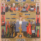 A LARGE ICON SHOWING THE CRUCIFIXION AND MAIN LITURGICAL FEASTS - photo 1