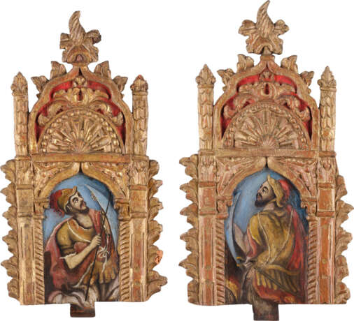 A PAIR OF ICONS FROM A CRUCIFIXION FROM A CHURCH ICONOSTASIS - фото 1