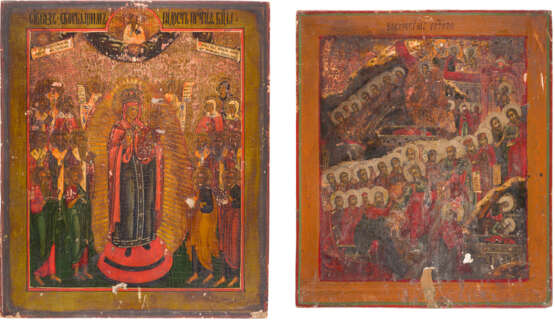 TWO LARGE ICONS SHOWING THE MOTHER OF GOD 'JOY TO ALL WHO GRIEVE' AND THE ANASTASIS - photo 1