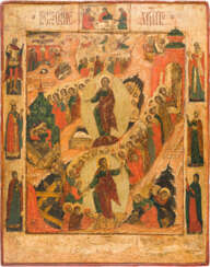 A LARGE ICON SHOWING THE RESURRECTION OF CHRIST AND THE DESCENT INTO HELL