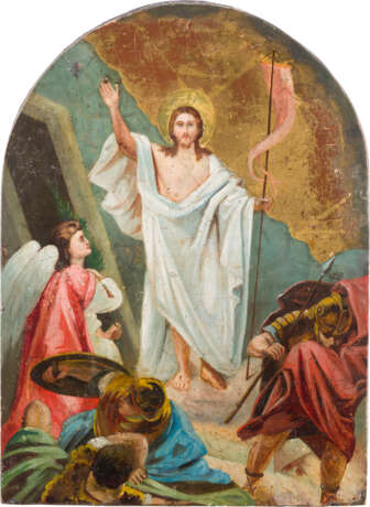 TWO ICONS: AN ICON SHOWING THE RESURRECTION OF CHRIST AND THE EUCHARIST - photo 3