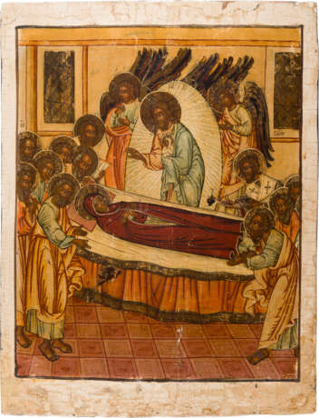 A LARGE ICON SHOWING THE DORMITION OF THE MOTHER OF GOD FROM A CHURCH ICONOSTASIS - фото 1