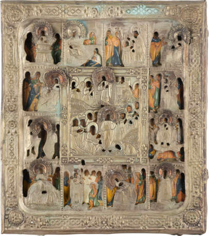 AN ICON SHOWING THE RESURRECTION OF CHRIST AND THE DESCENT INTO HELL SURROUNDED BY TWELVE - photo 1