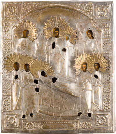 AN ICON SHOWING THE DORMITION OF THE MOTHER OF GOD WITH OKLAD - photo 1