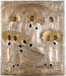 AN ICON SHOWING THE DORMITION OF THE MOTHER OF GOD WITH OKLAD