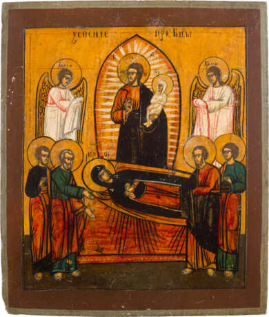 AN ICON SHOWING THE DORMITION OF THE MOTHER OF GOD WITH OKLAD - photo 2