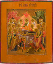 A VERY LARGE ICON SHOWING THE DORMITION OF THE MOTHER OF GOD