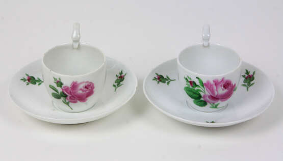 Meissen 2 Biedermeiergedecke *Rote Rose* um 1830 - photo 1