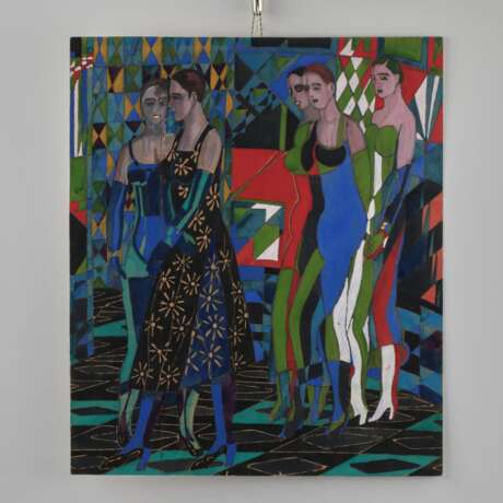 A. Zardinsh. Composition avec les filles entrantes. 1940 annee. Mixed media 20th century - Foto 1