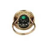 Bague en or 583 avec &eacute;meraude diamants et &eacute;mail bleu. Emaille Eclecticism 20th century - Foto 6