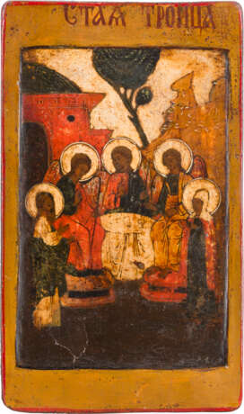 IKONENFRAGMENT MIT DER ALTTESTAMENTLICHEN DREIFALTIGKEIT - Foto 1
